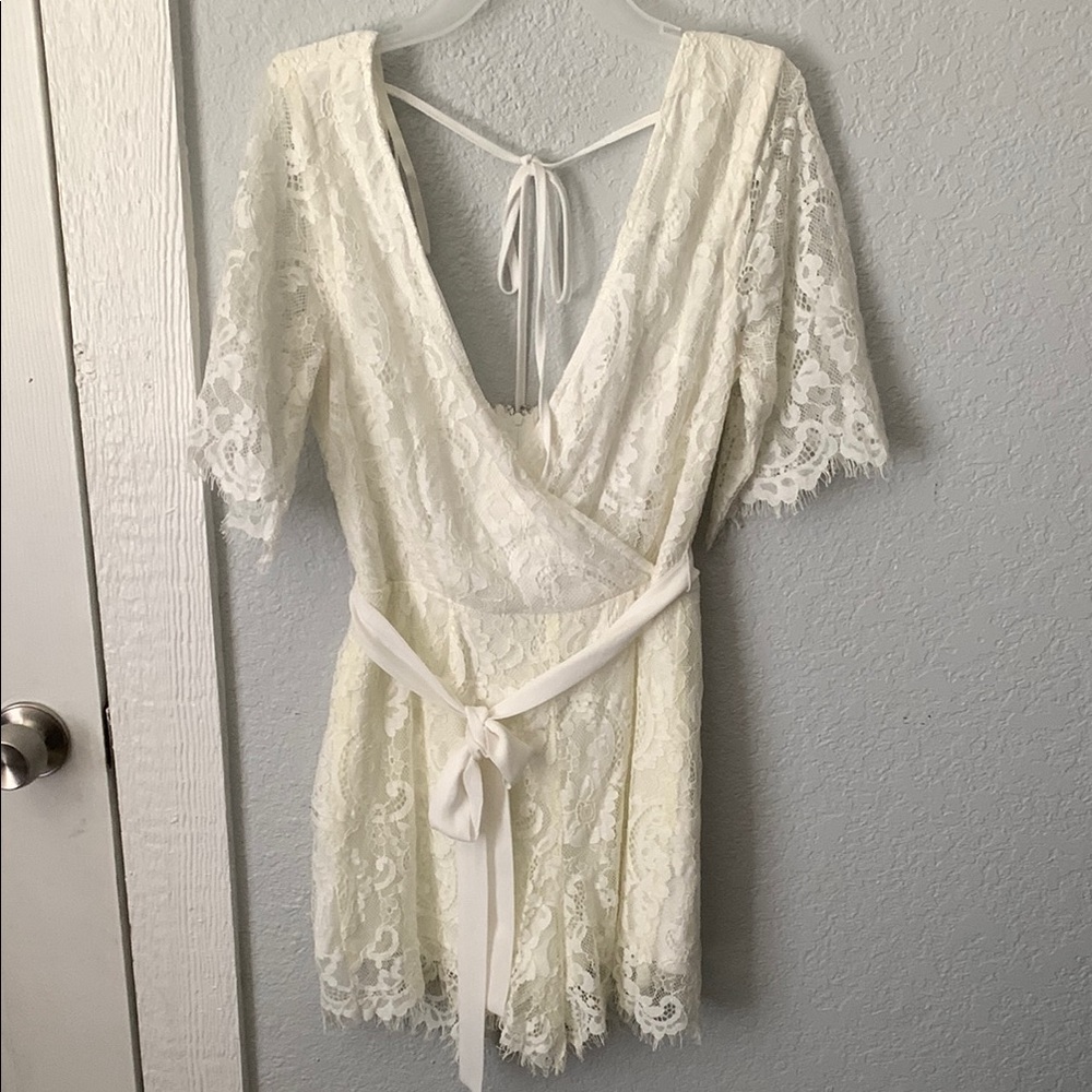 Elegant Lace Romper in Cream